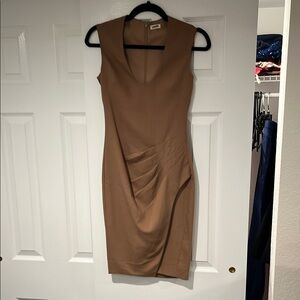 L'AGENCE Brown Camel Sleeveless V-Neck Sheath Midi Dress size 0 00